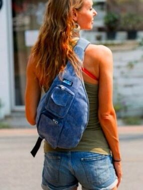 Meru Hiking Travel Blue Canvas Sling Backpack Men or Women